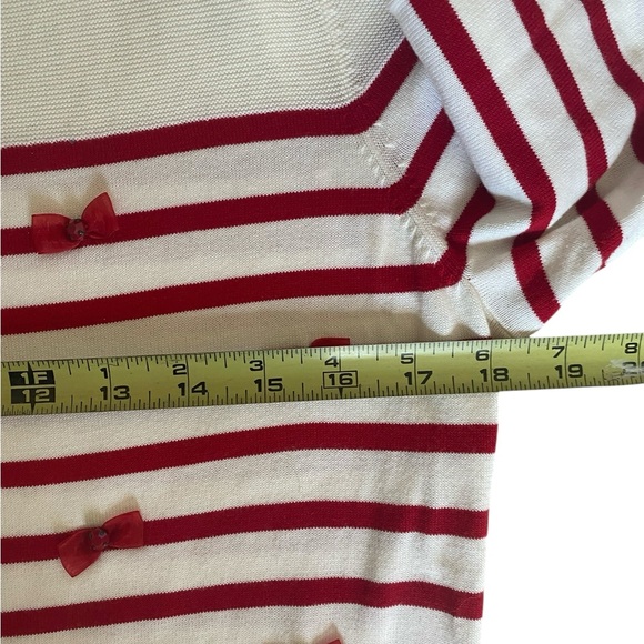 Talbots Red and Cream Striped Crew Neck Sweater - Picture 9 of 12